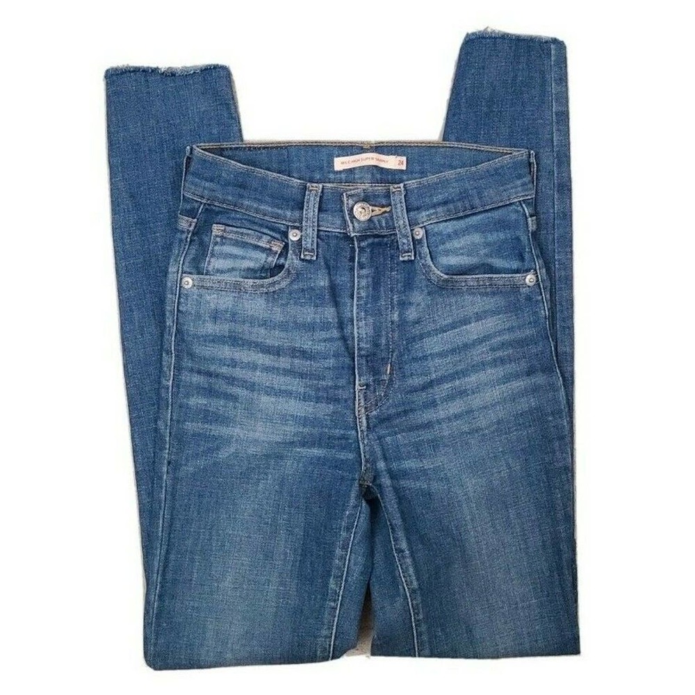 Levi's Mile High Super Skinny Raw Hem Stretch Medium Wash Womens Jeans Size 24